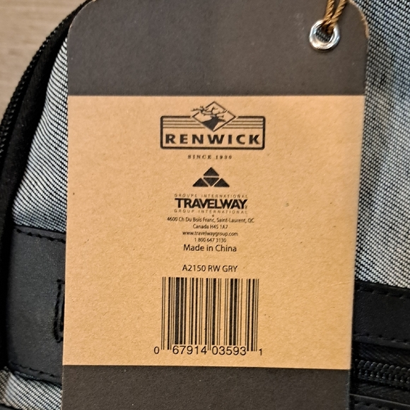 Renwick Gray and Black Men's Travel Backpack w/ Name Tag - Picture 3 of 7